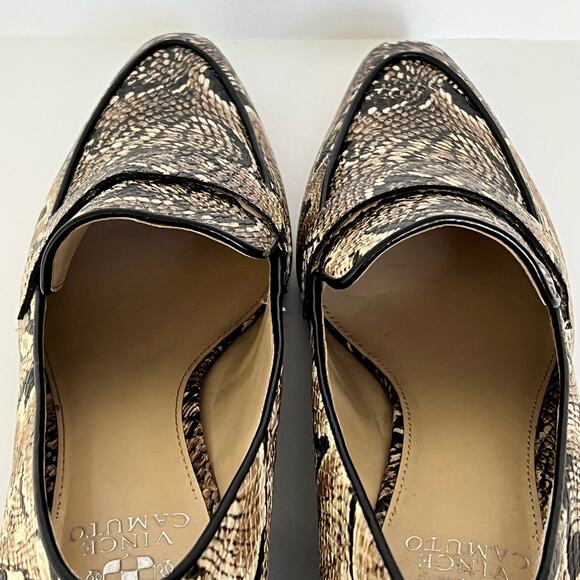 Vince Camuto Adealia Loafers Size 10M Snake Print Leather Flats Dress Shoes - Picture 4 of 11